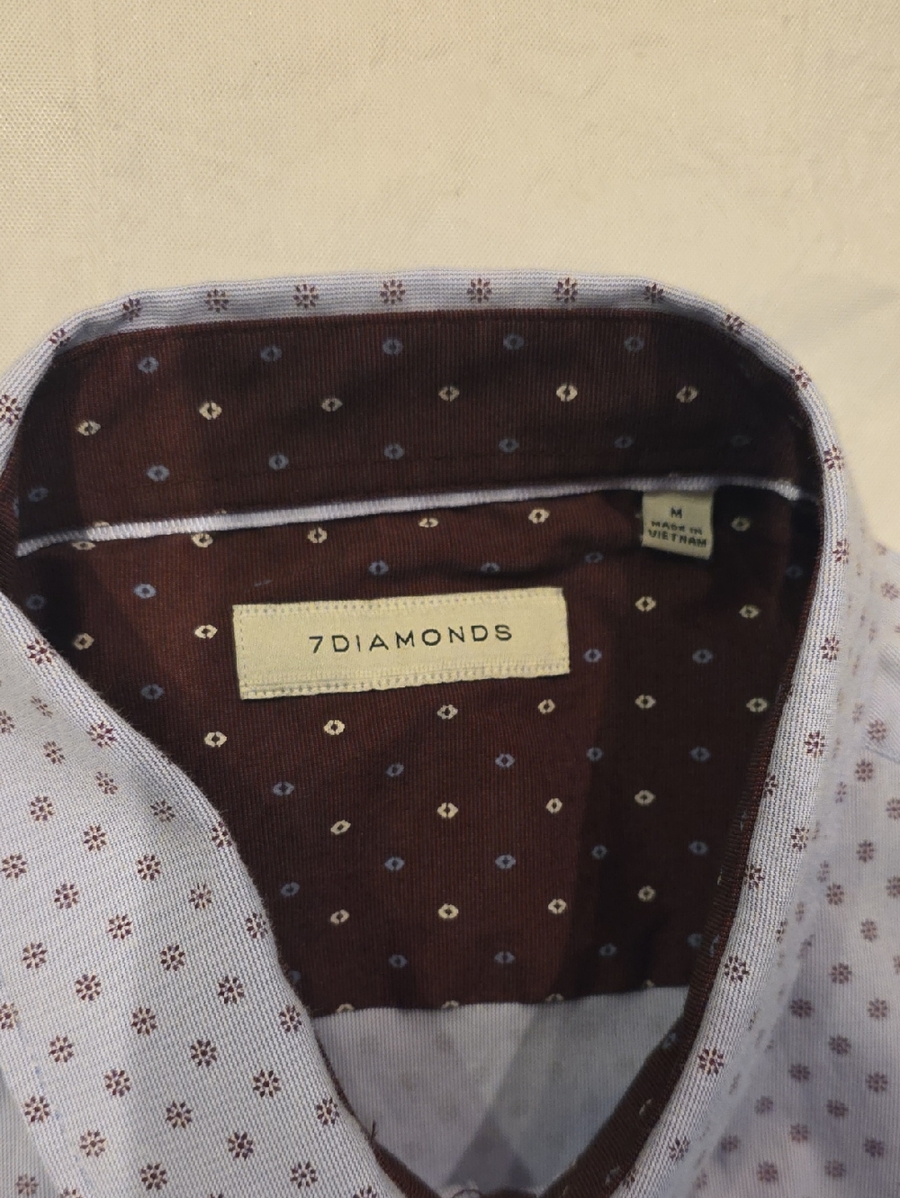 7 Diamonds Lavender Stretch Button-Down with Wine Contrasting Trim Flip Cuffs M - Picture 2 of 9